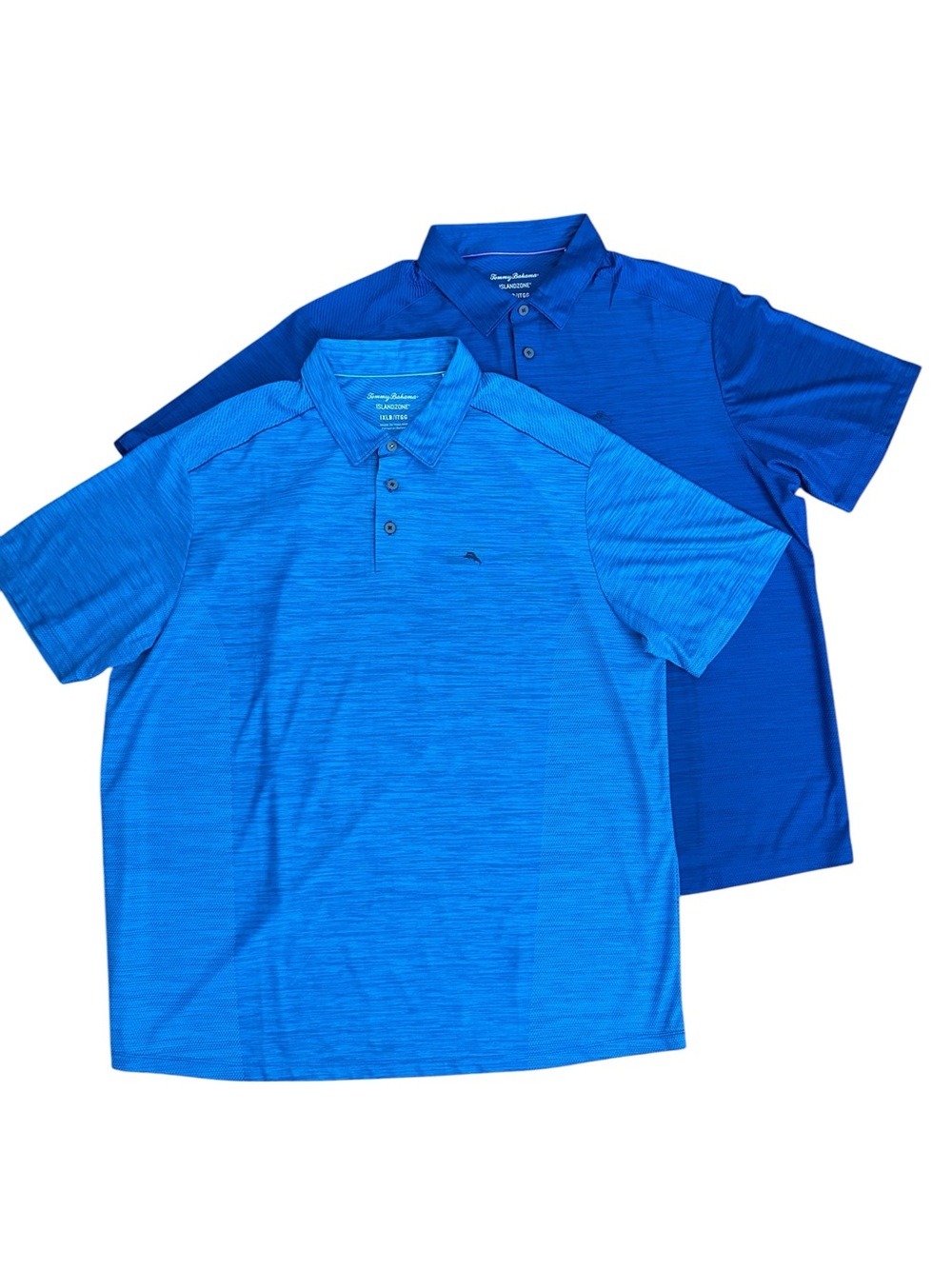 TOMMY BAHAMA IslandZone Polo Shirts 1XLB Blue Golf Performance 2pc Bundle Golf